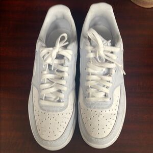 White and Light Blue Nike Sneakers